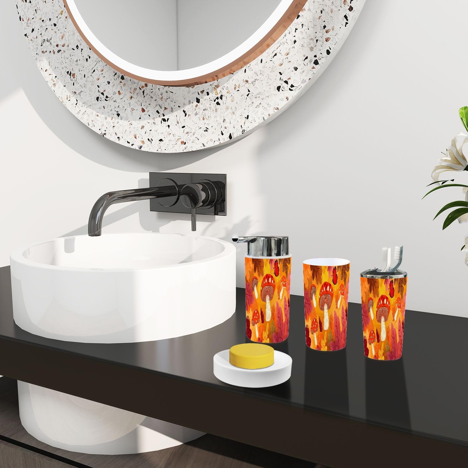 Boho Bathroom Accessory Set 6 Piece 1