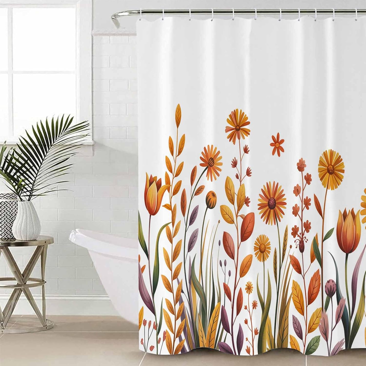 ZOE GARDEN Autumn Leaf Bathroom Set with Curtain Rug and Accessories