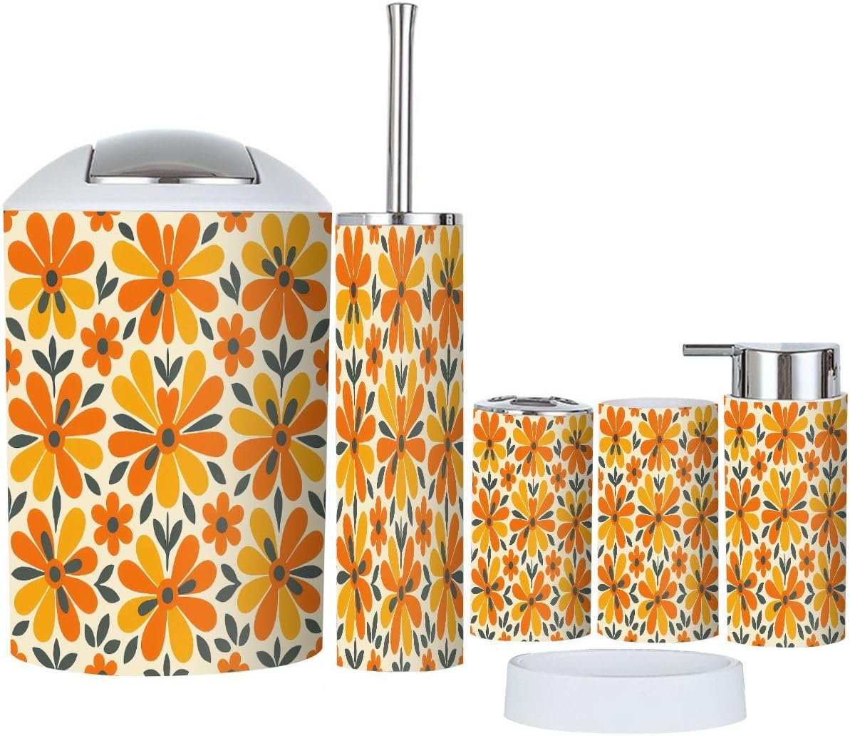 Boho Retro Bathroom Accessory Set 6 Piece
