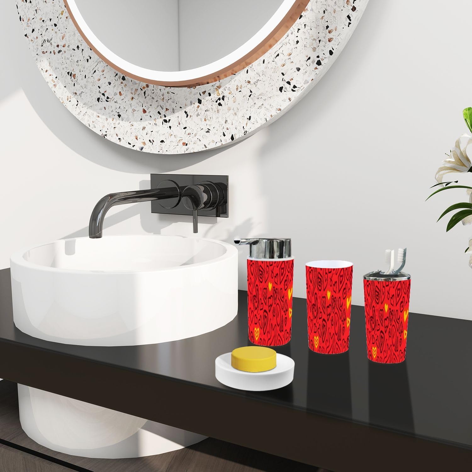 Boho Bathroom Accessory Set 6 Piece Modern Design 1