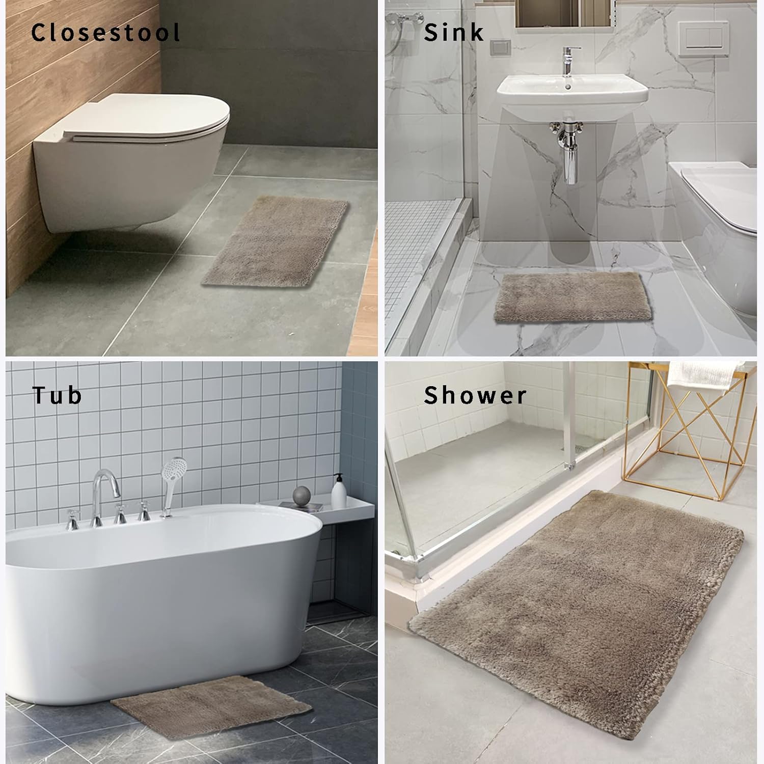 FIFU Bath Rug Mat 17x24 Non-Slip Microfiber 1