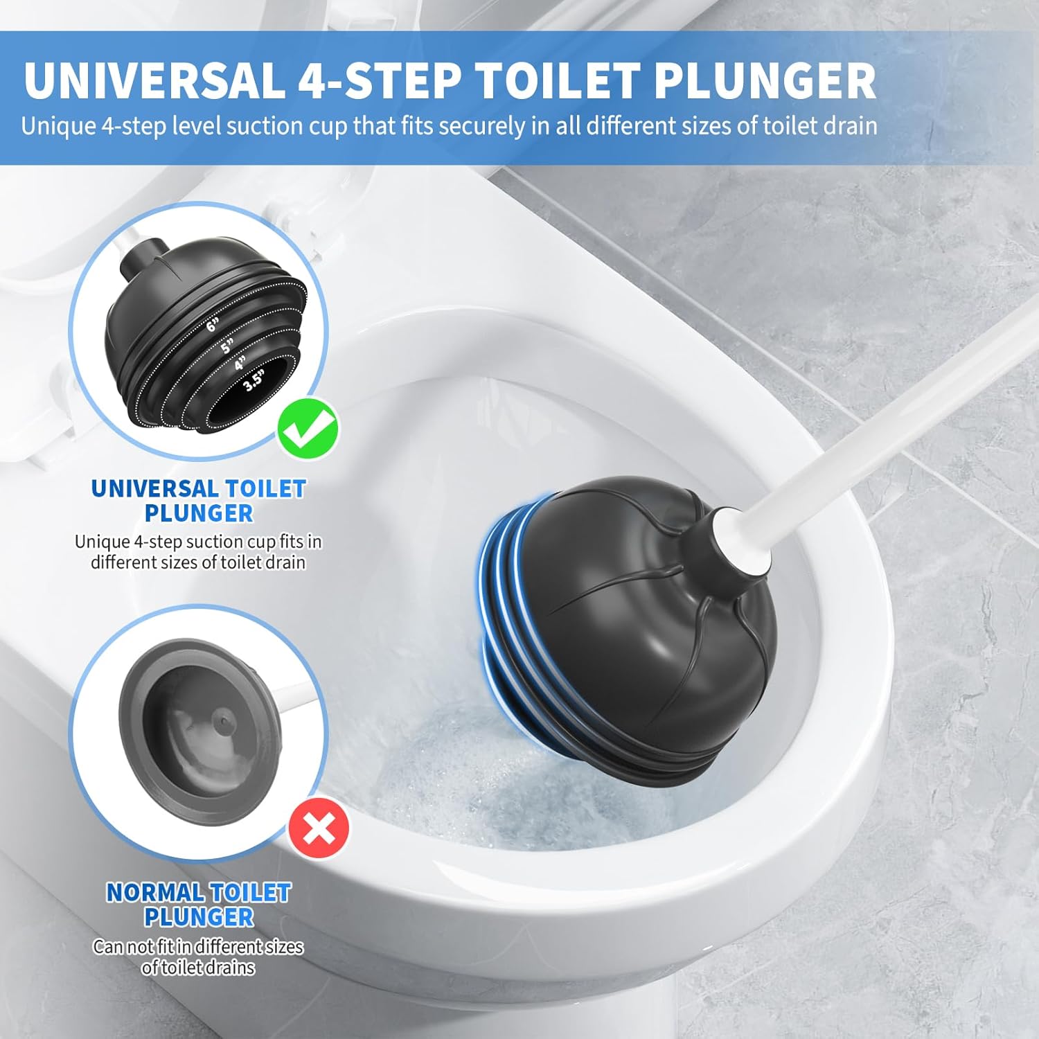 Uptronic Toilet Plunger and Brush Combo Set with Holder