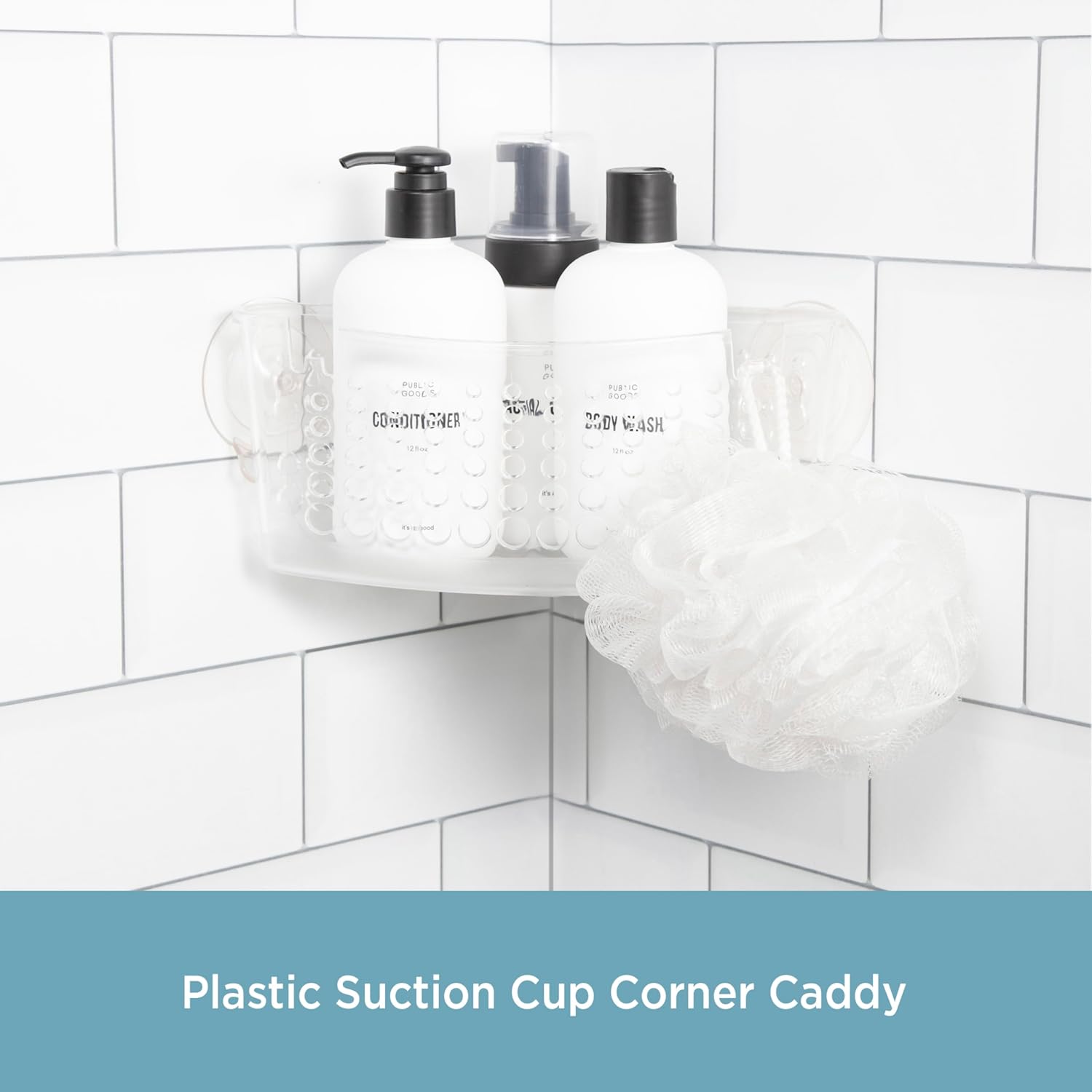 Kenney Suction Cup Corner Basket Shower Caddy Clear