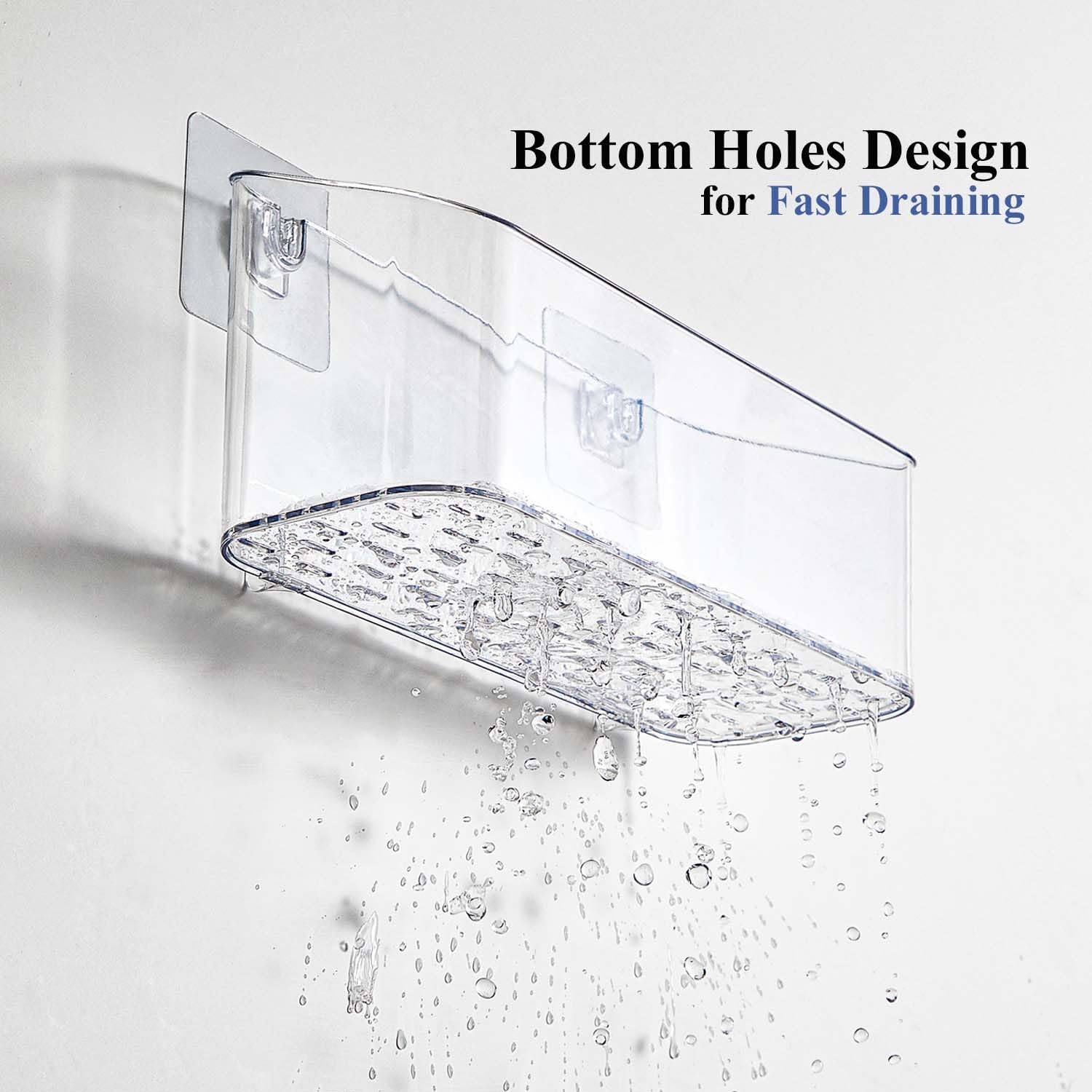 Eunion Adhesive Shower Caddy with Large Capacity and Clear Design