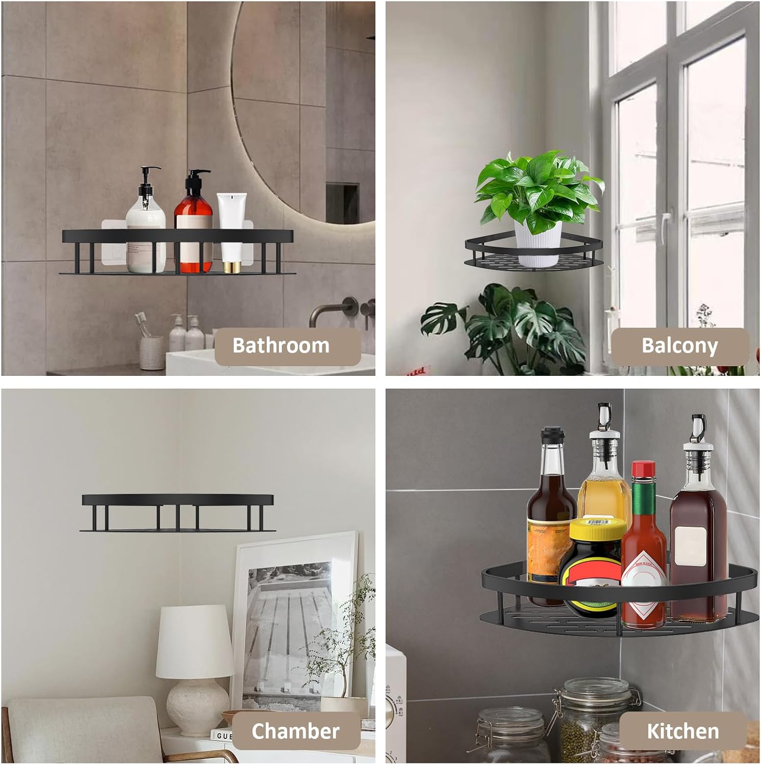 2Pcs Corner Shower Caddy Rustproof Aluminum Storage Rack