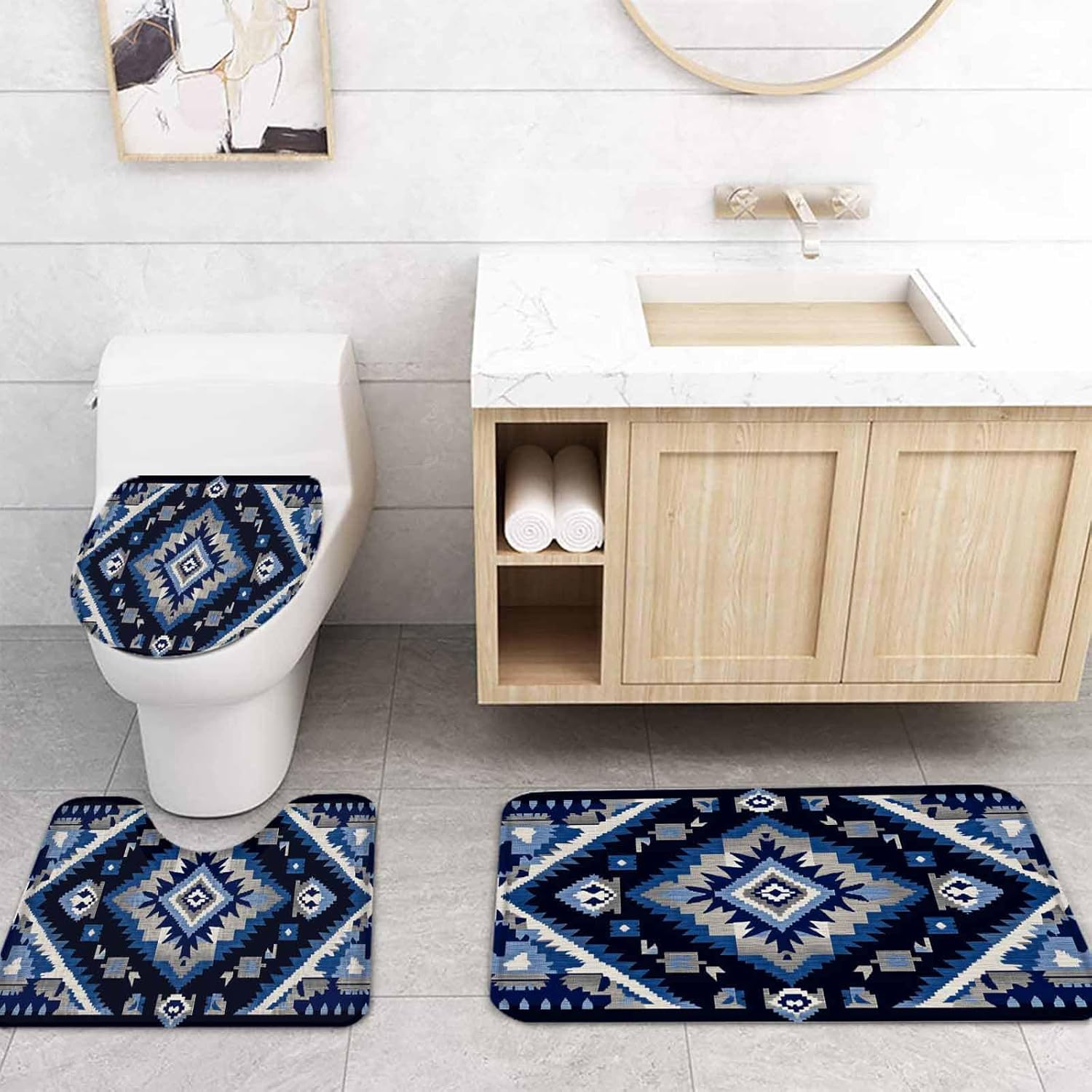 ZOE GARDEN Southwest Bathroom Set with Curtain Rug Hooks