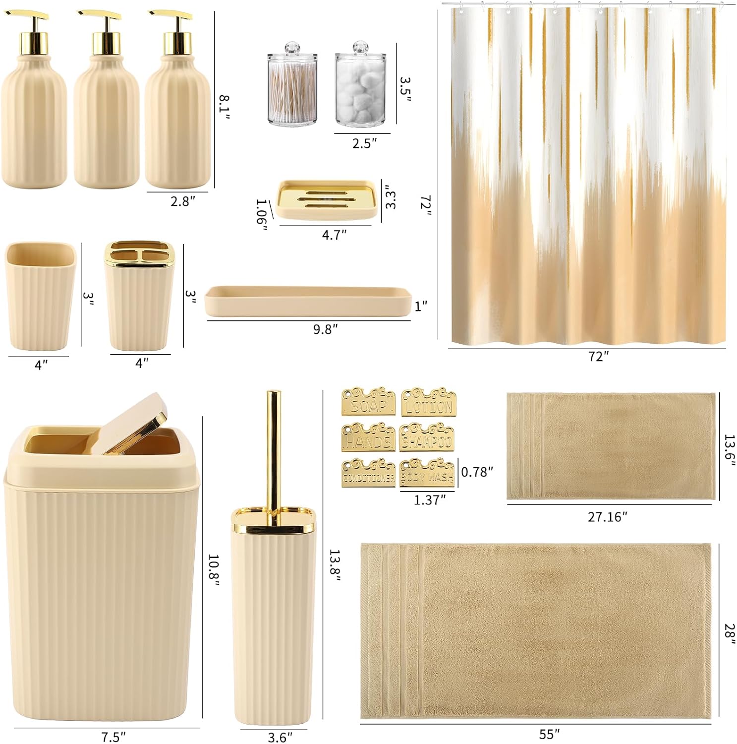 WSBArt 20PC Bathroom Accessory Set