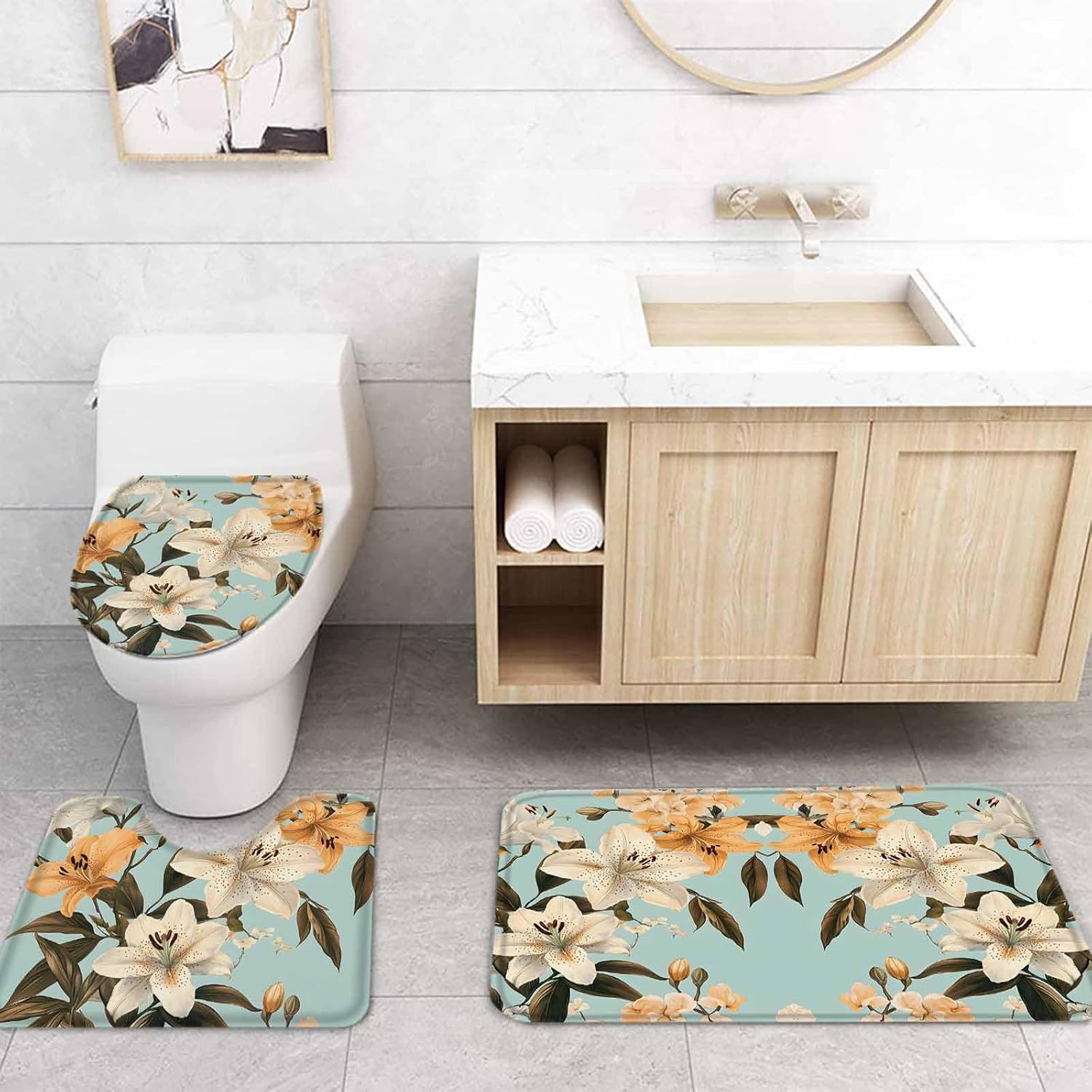 ZOE GARDEN Watercolor Lily Bathroom Set