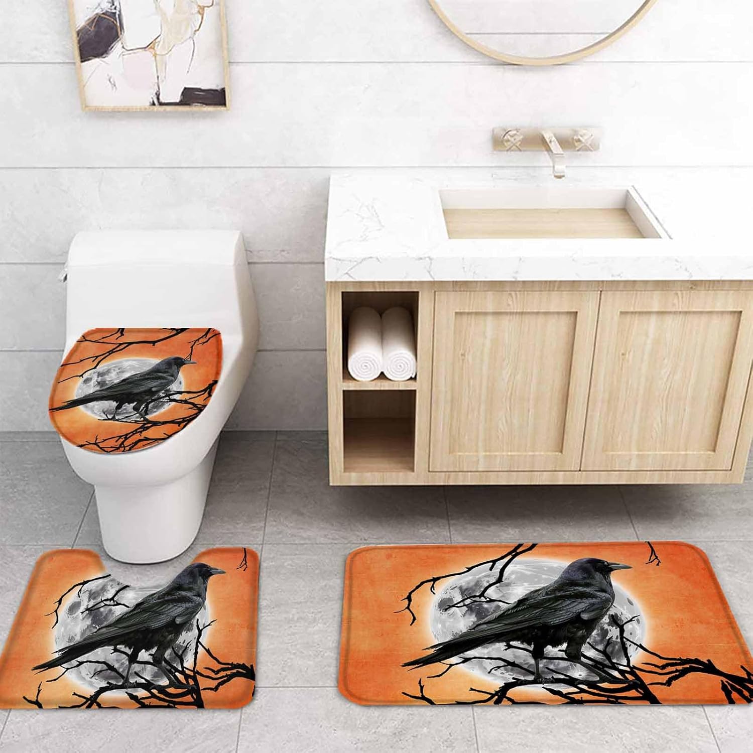 ZOE GARDEN Halloween Bath Set with Curtain Rug and Accessories 1
