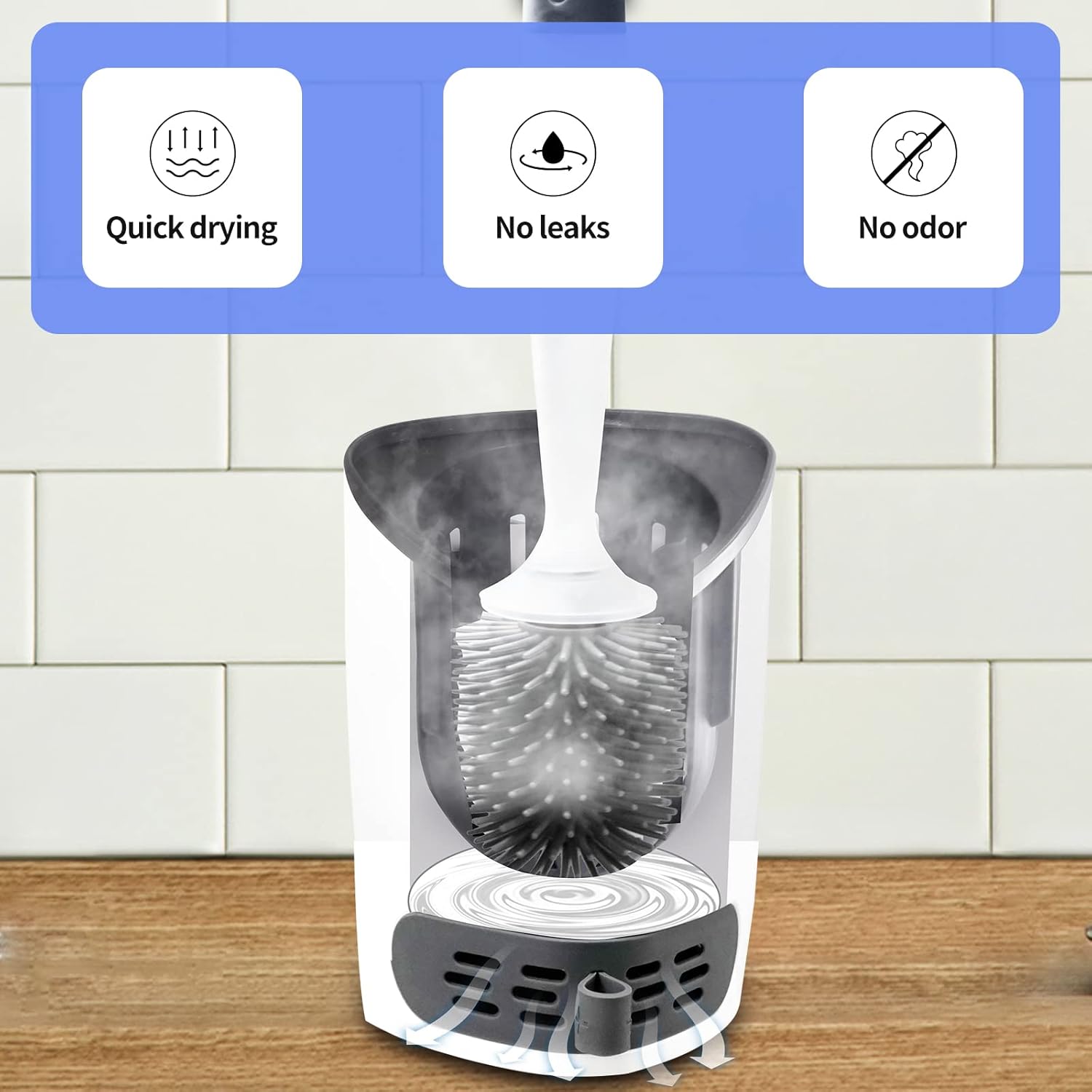 Silicone Toilet Brush with Refillable Design and Soft Bristles