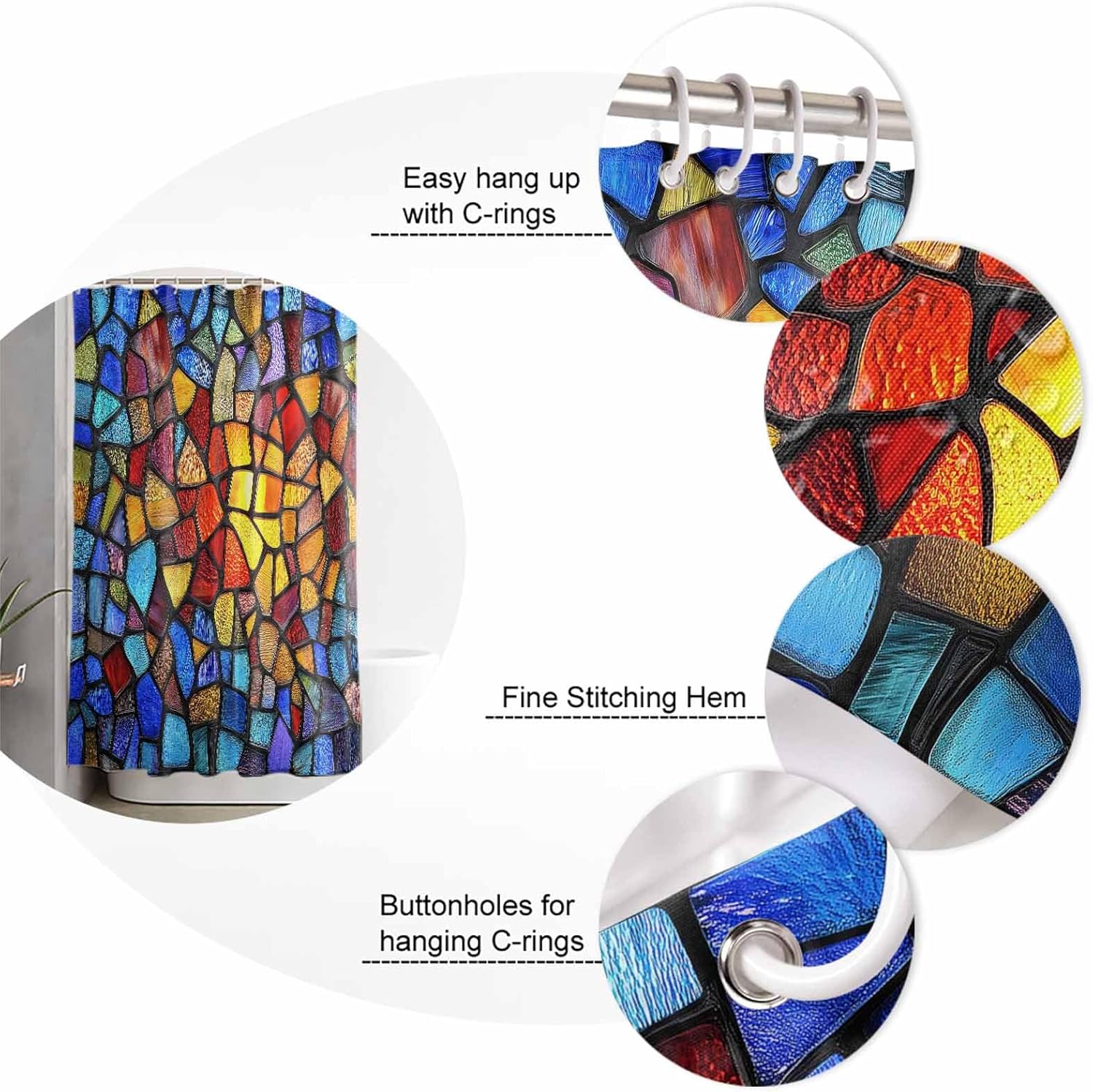 ZOE GARDEN Blue Red Yellow Rainbow Bathroom Set