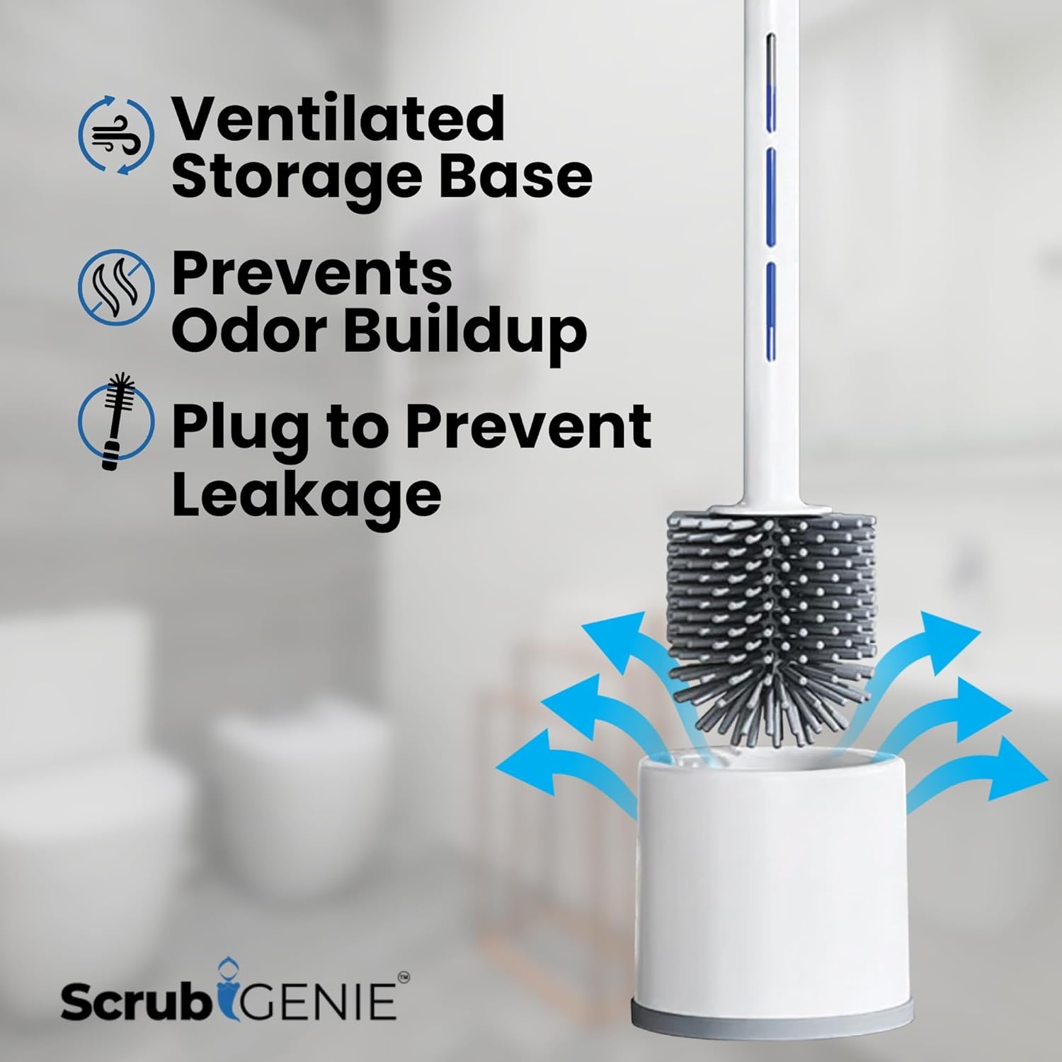 Scrub Genie Toilet Brush with Holder and Cleaner