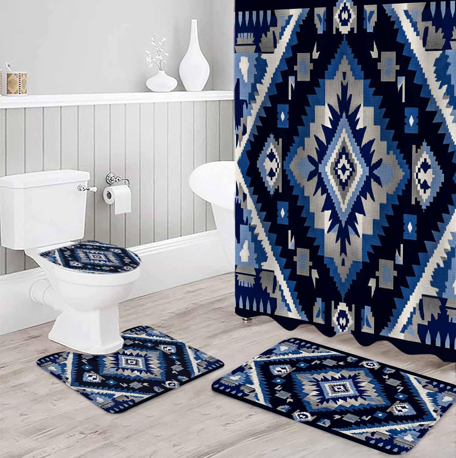 ZOE GARDEN Southwest Bathroom Set with Curtain Rug Hooks