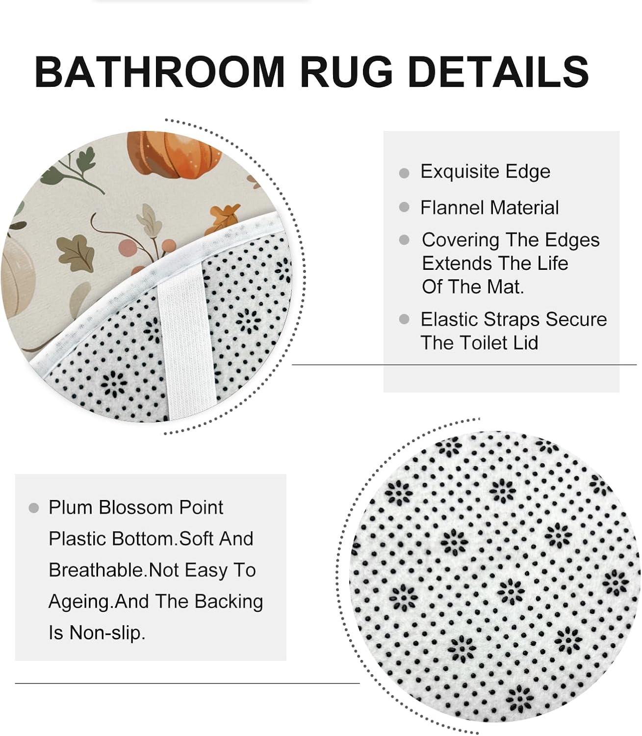 Fall Cream Pumpkin Shower Curtain Set with Non-Slip Rug and U Shape