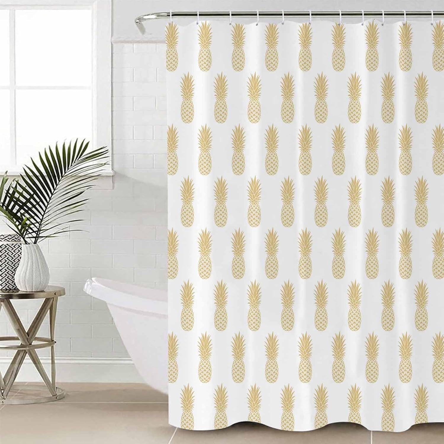 Yellow Pineapple Bathroom Set with Curtain Rug and Accessories