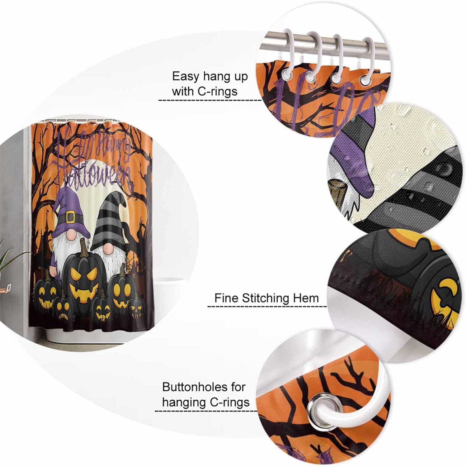 ZOE GARDEN Halloween Bathroom Set with Curtain Rug Accessories