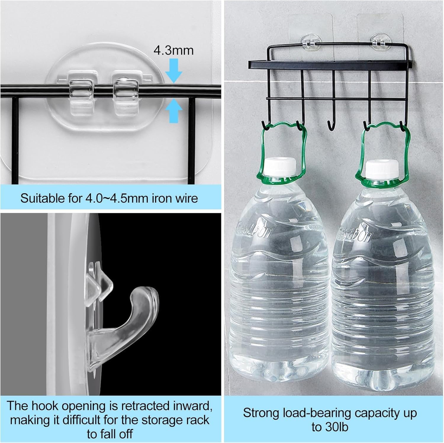 Shower Caddy Adhesive Hooks 15-Pack Strong Suction Stickers
