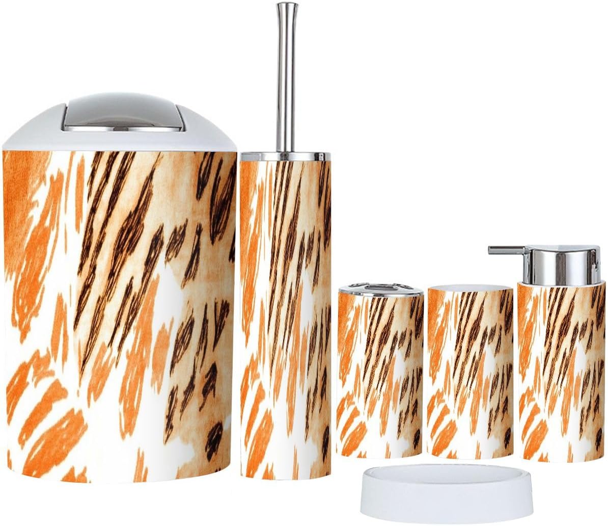 Boho Zebra Skin Bathroom Accessory Set 6 Piece
