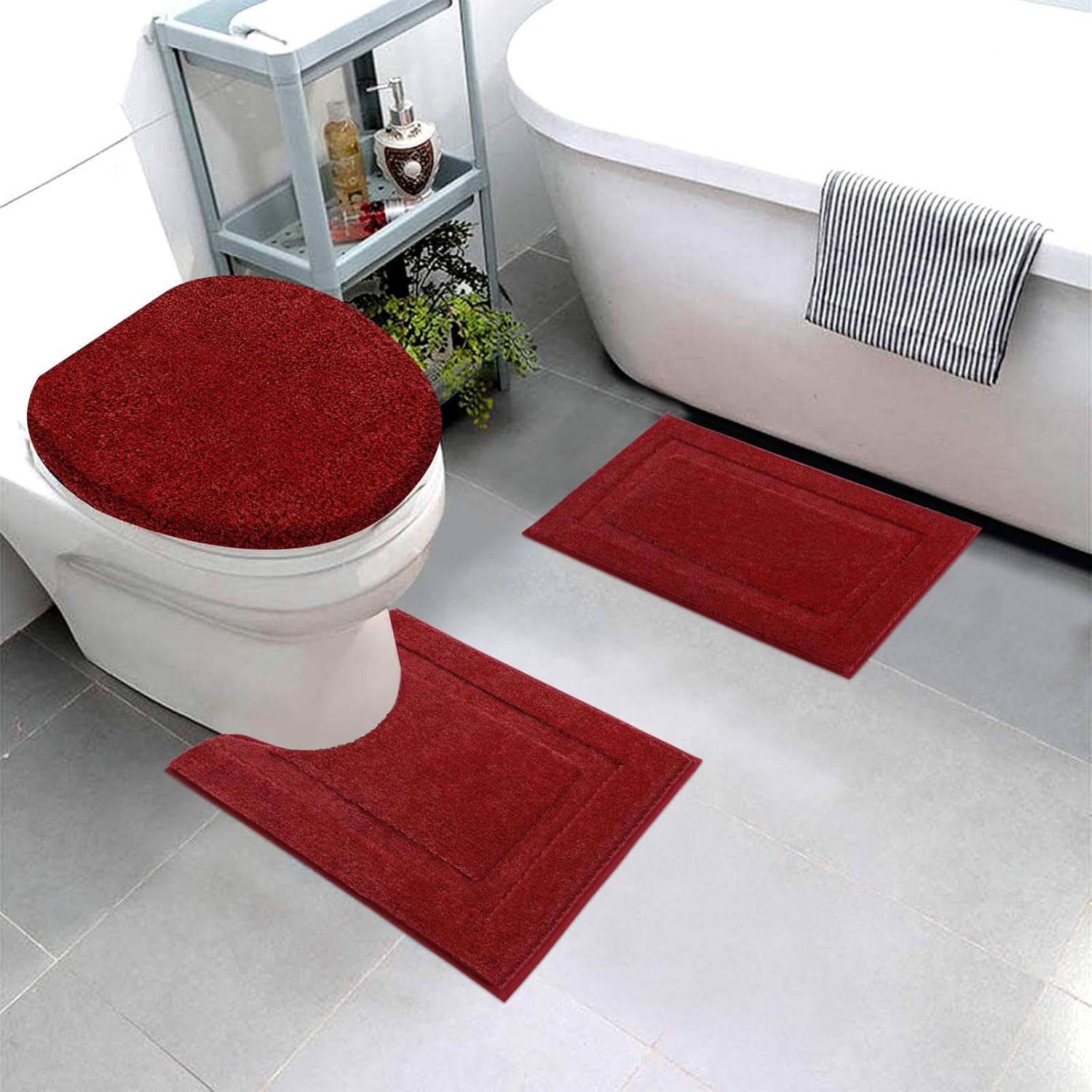 SHACOS 3 Piece Bathroom Rug Set with Non-Slip Mats