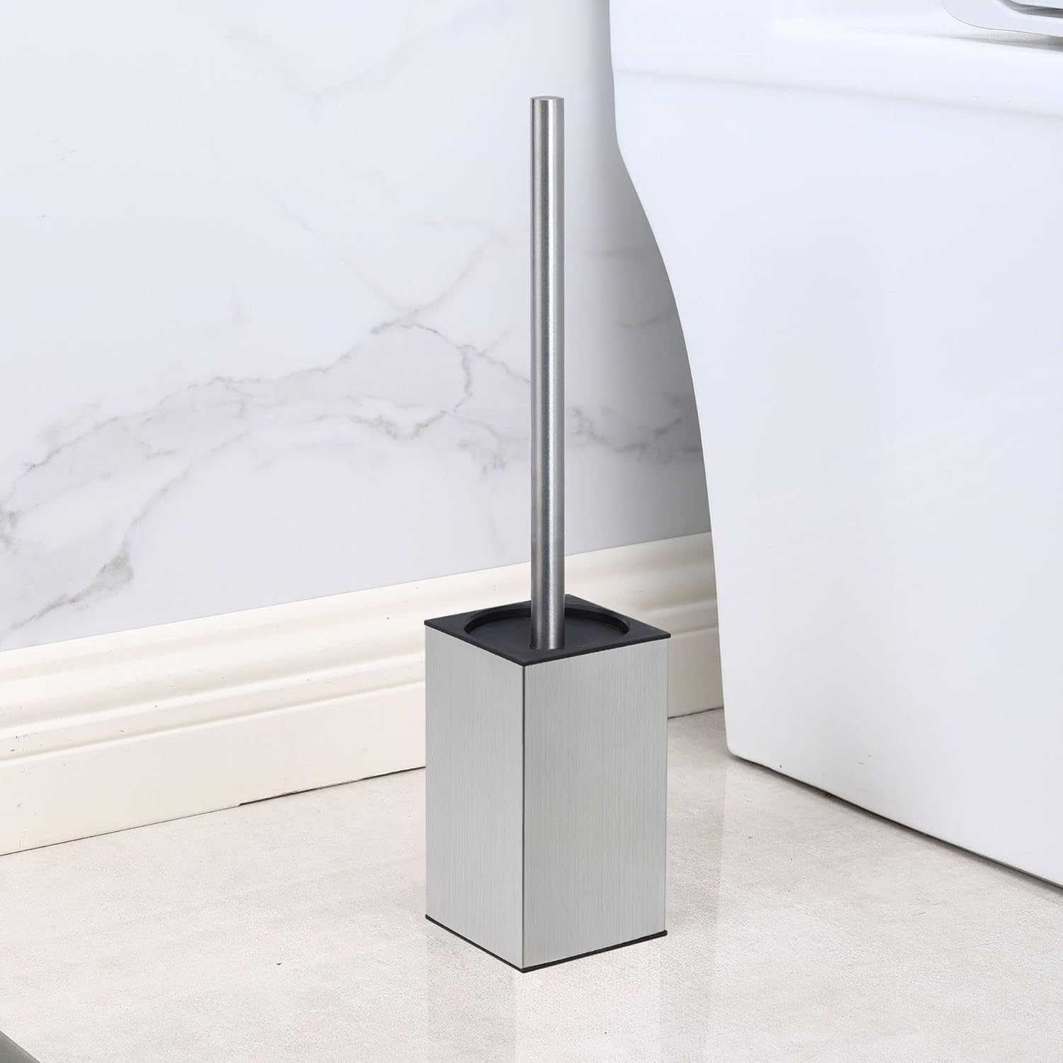 Stainless Steel Toilet Brush with Lid and Holder