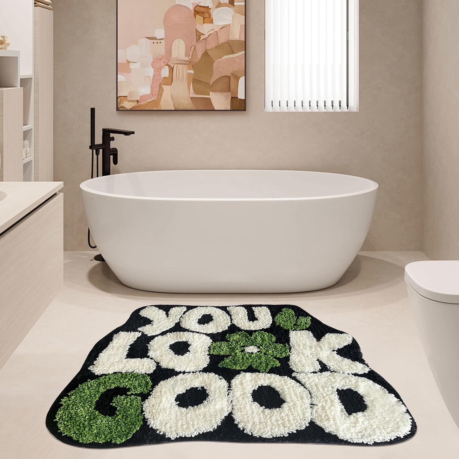 You Look Good Bath Rug 21x25 Non Slip Microfiber