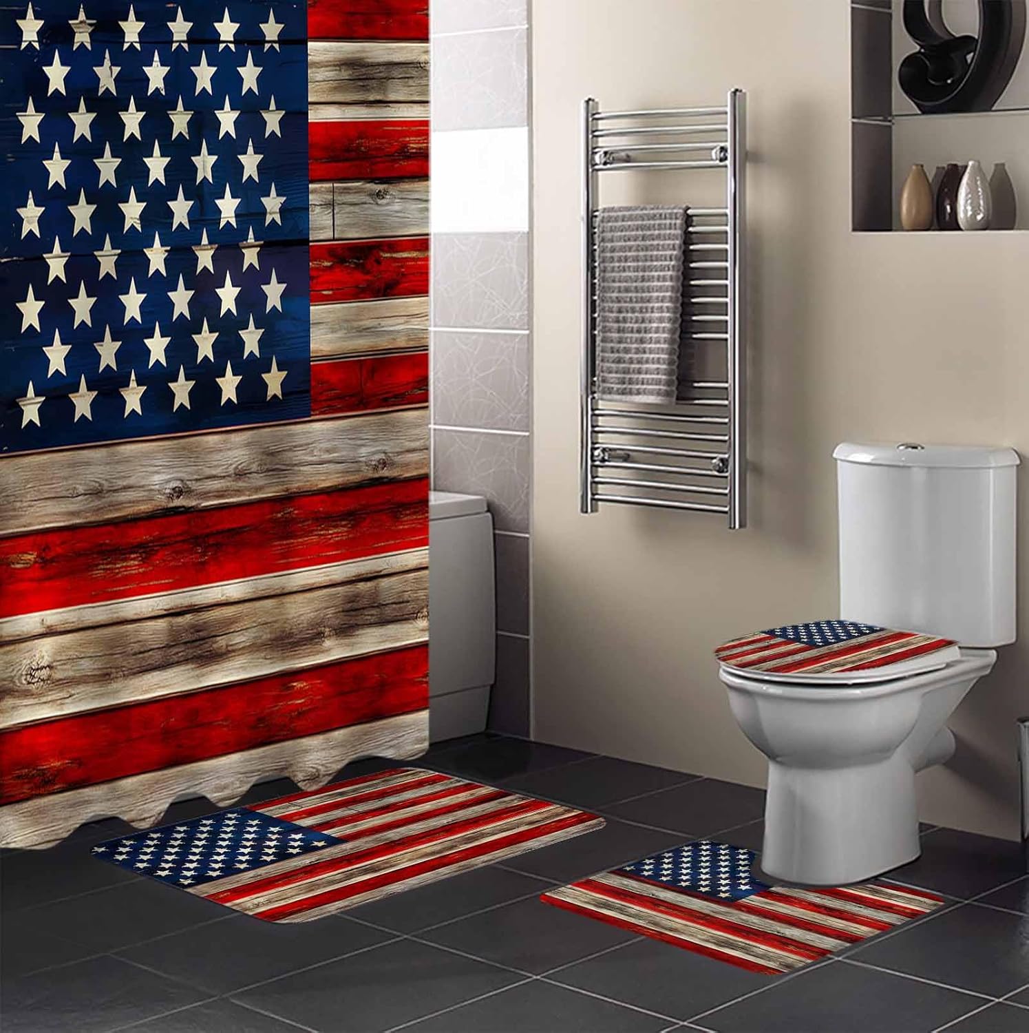 ZOE GARDEN American Flag Bathroom Set