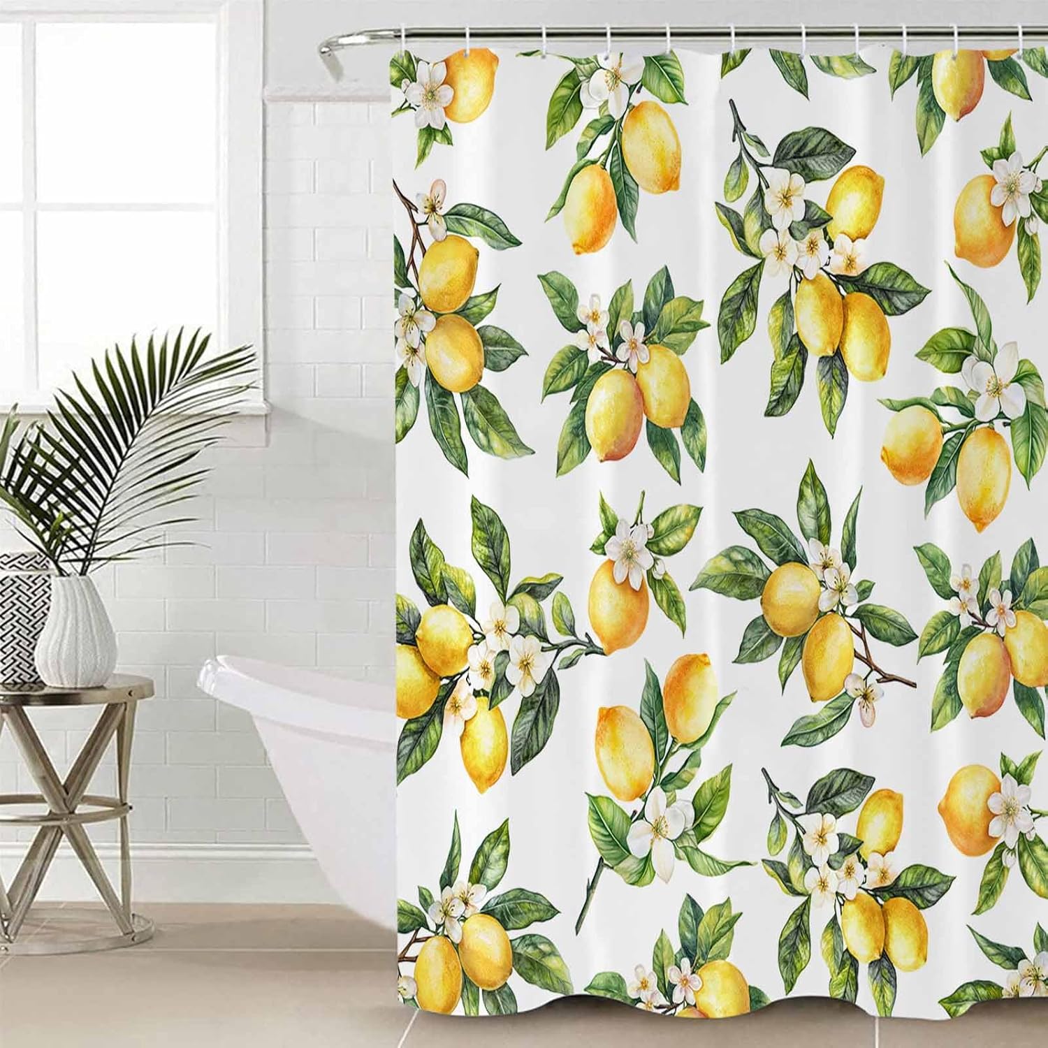Yellow Lemon Bathroom Set with Curtain Rug and Accessories