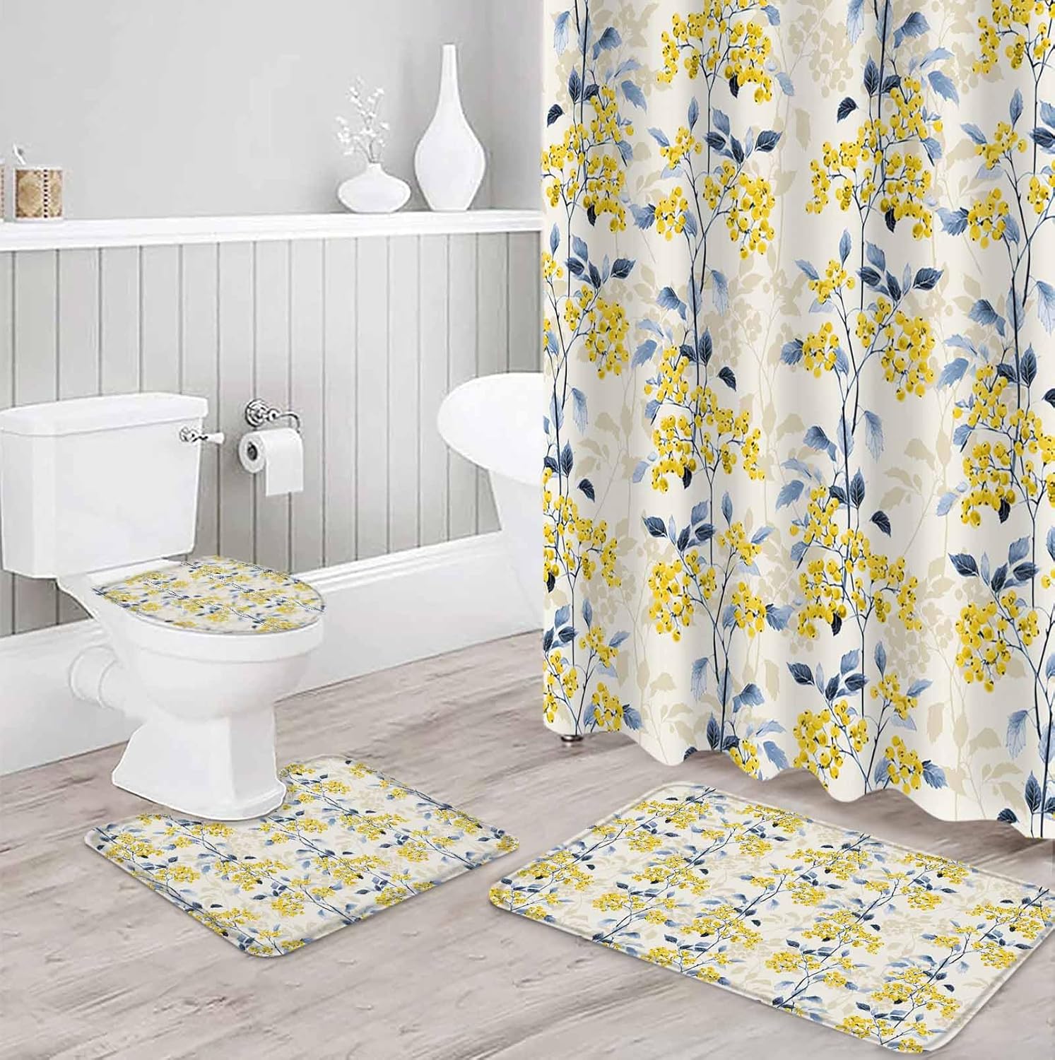 ZOE GARDEN Fruit Yellow Bathroom Set with Rug and Accessories