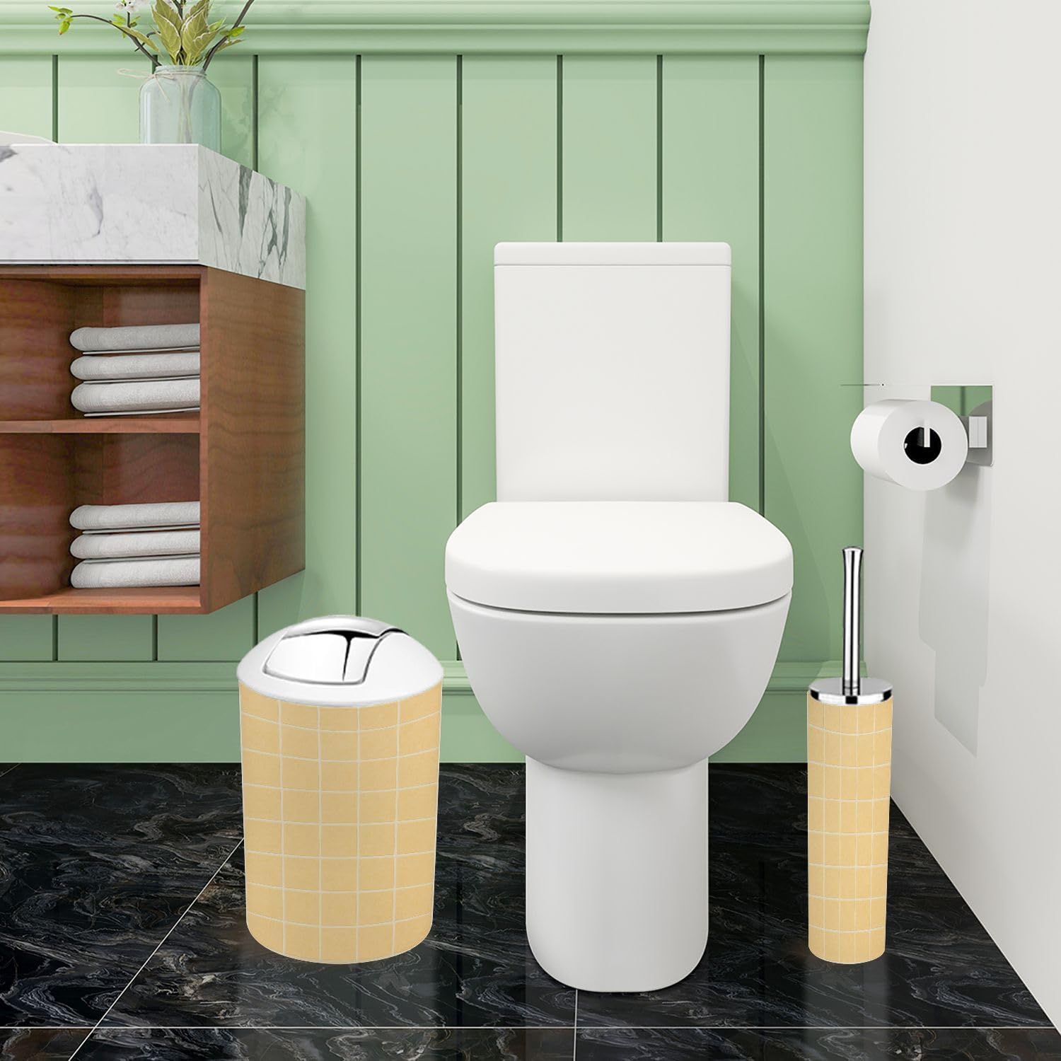 Boho Checkered 6-Piece Bathroom Accessory Set