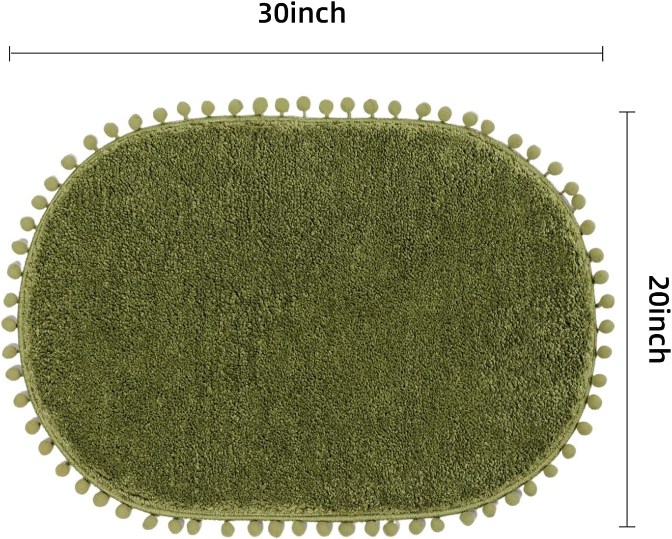 YIRDDEO Olive Green Pom Bath Rug for Bathroom