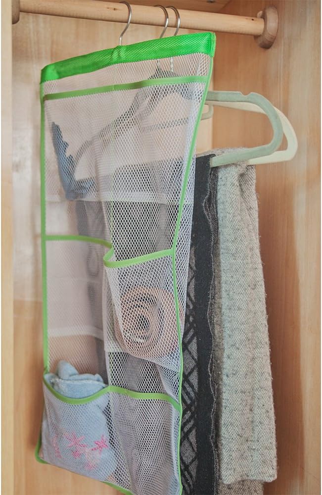 ALYER 6 Pocket Hanging Mesh Shower Caddy Green