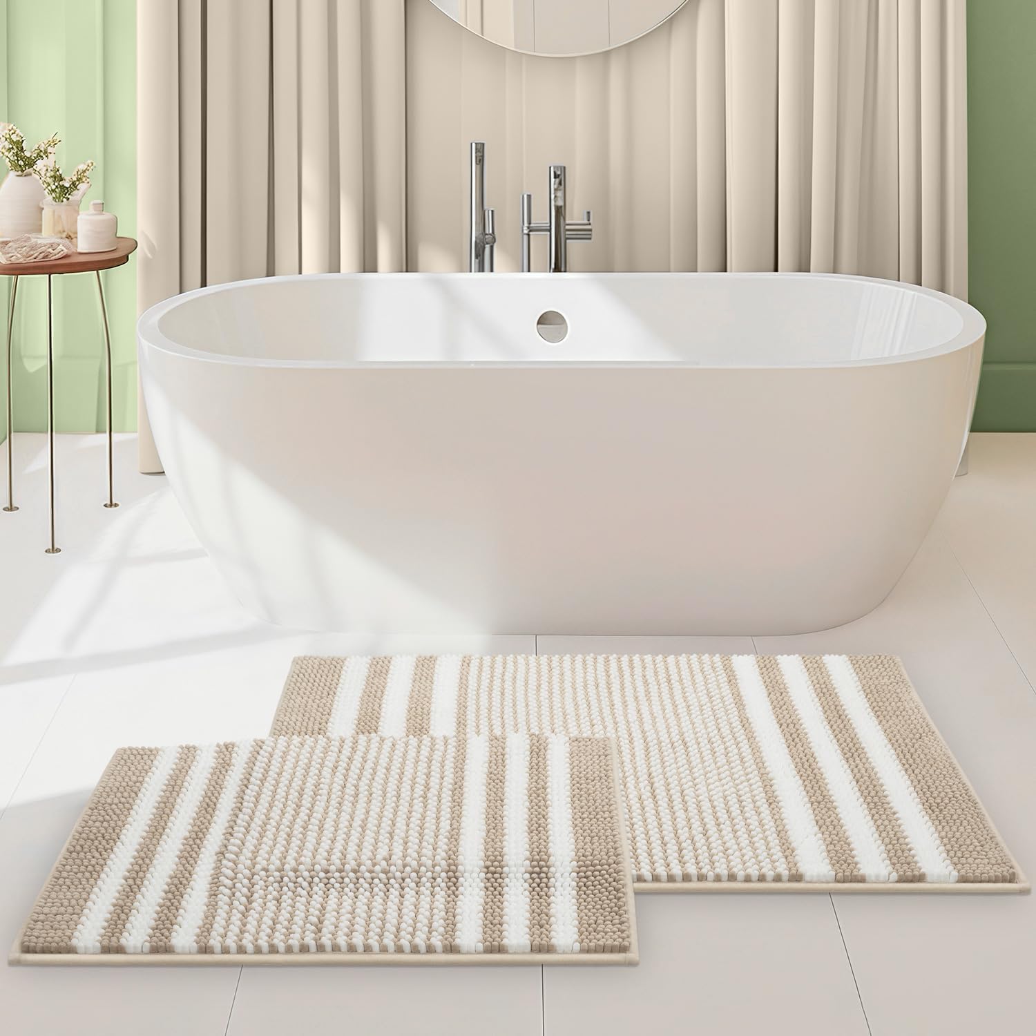 Tindbea Starryle Bath Rug Set 2 Piece Khaki