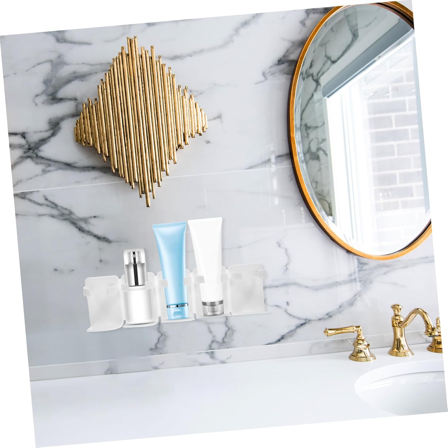 WOONEKY Wall-Mounted Makeup Organizer for Shower and Kitchen