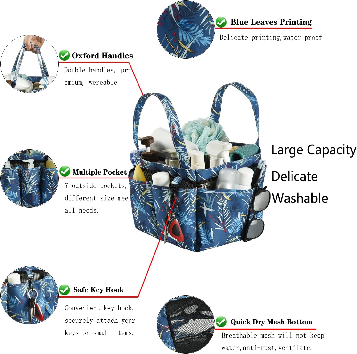 Haundry Portable Mesh Shower Caddy with 8 Pockets
