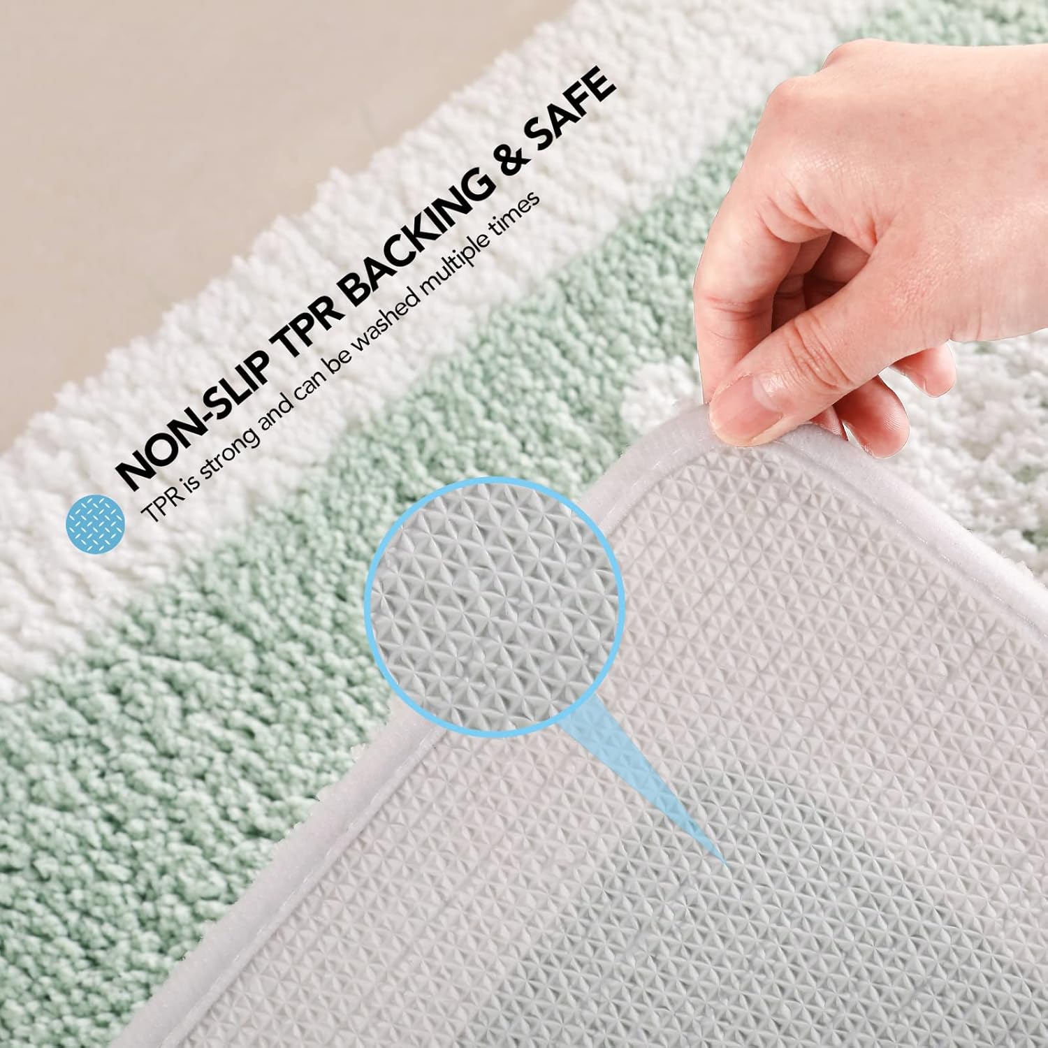 ANNARUGER Green Bathroom Rug 17x25 Non-Slip Shaggy Mat