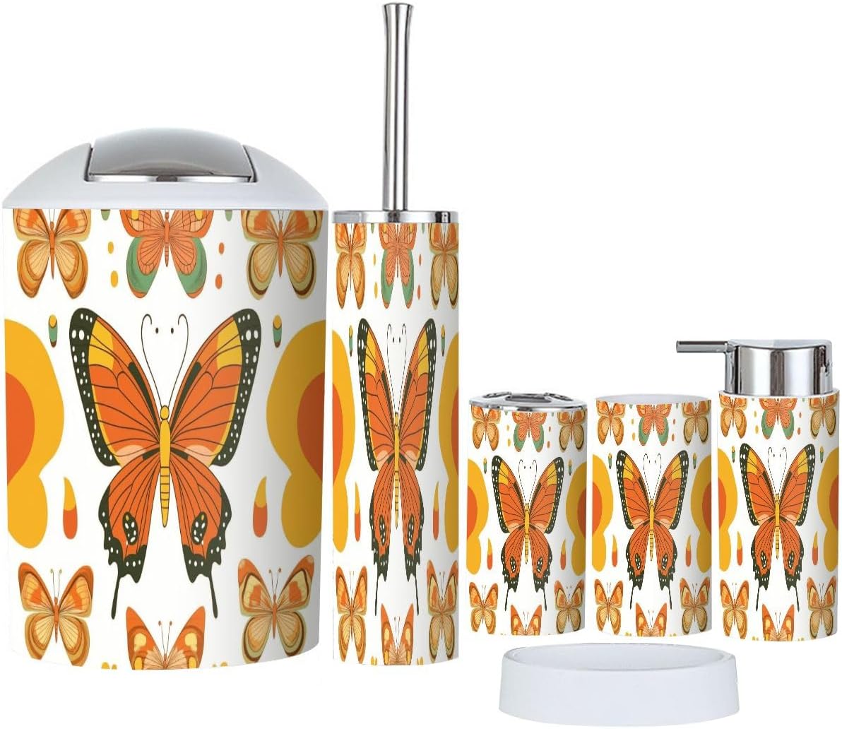 Boho Bathroom Accessories Set 6 Piece Retro Insects Style