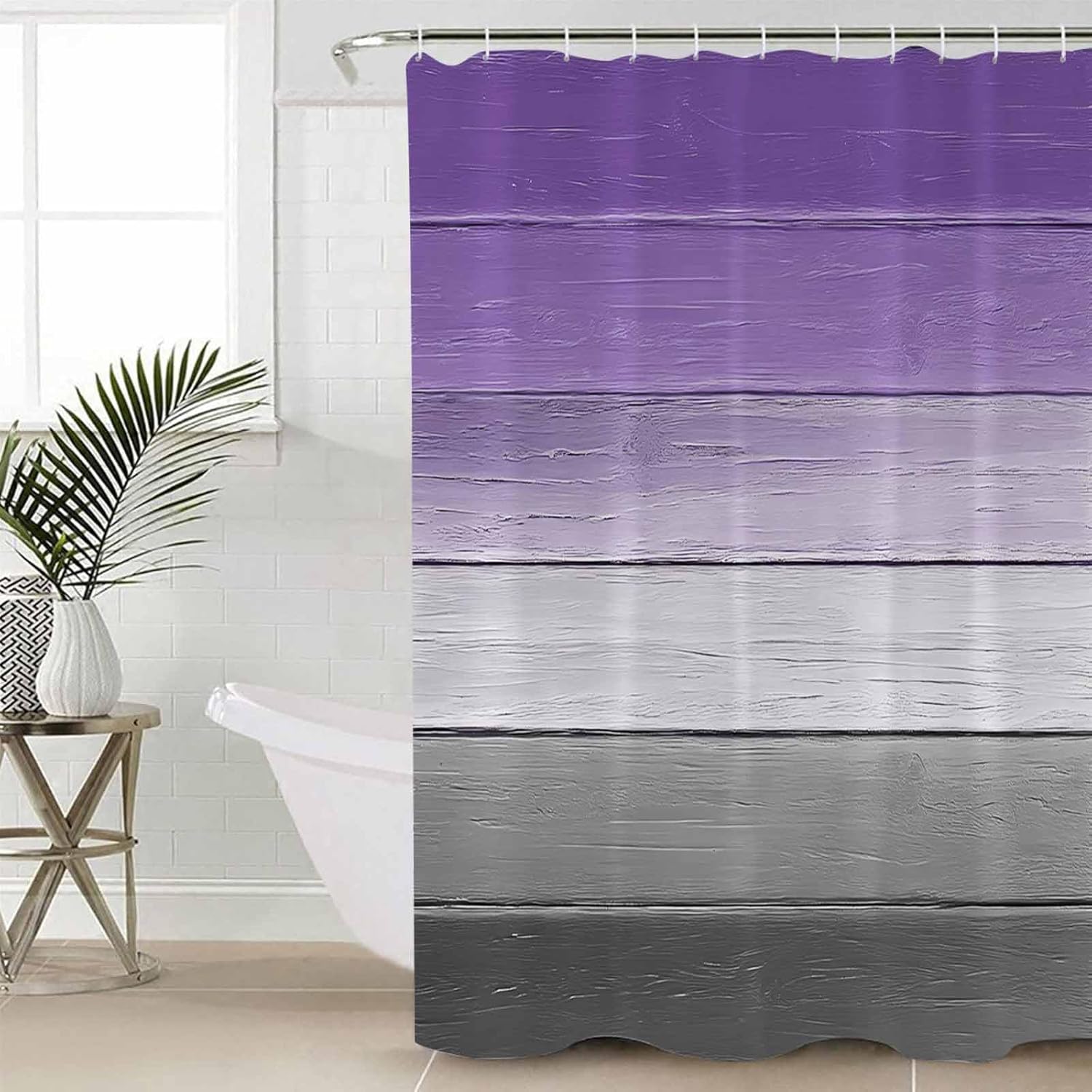 ZOE GARDEN Purple Grey Bathroom Set with Curtain Rug and Accessories