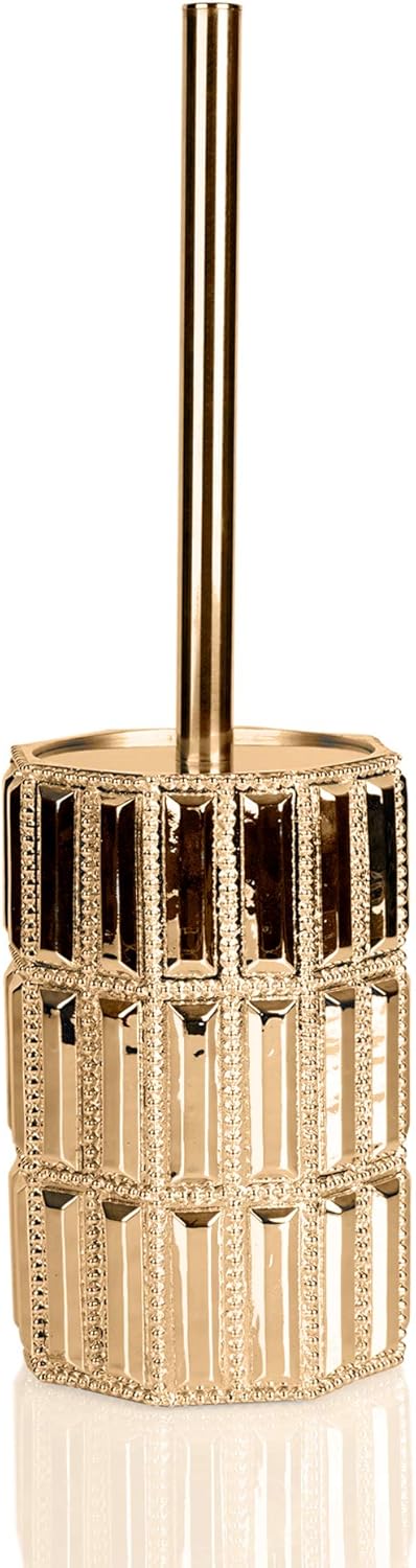 Nu Steel Resin Toilet Brush with Holder Gold Finish