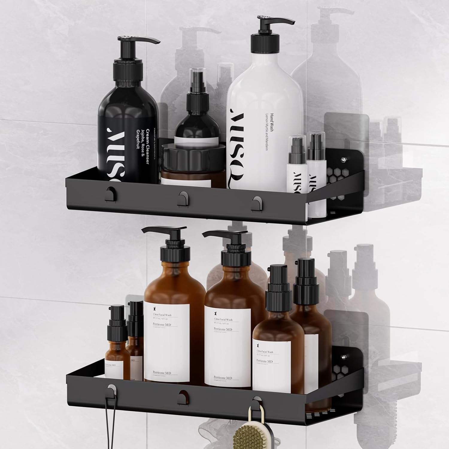 Raweao Shower Caddy Organizers 2 Pack Black