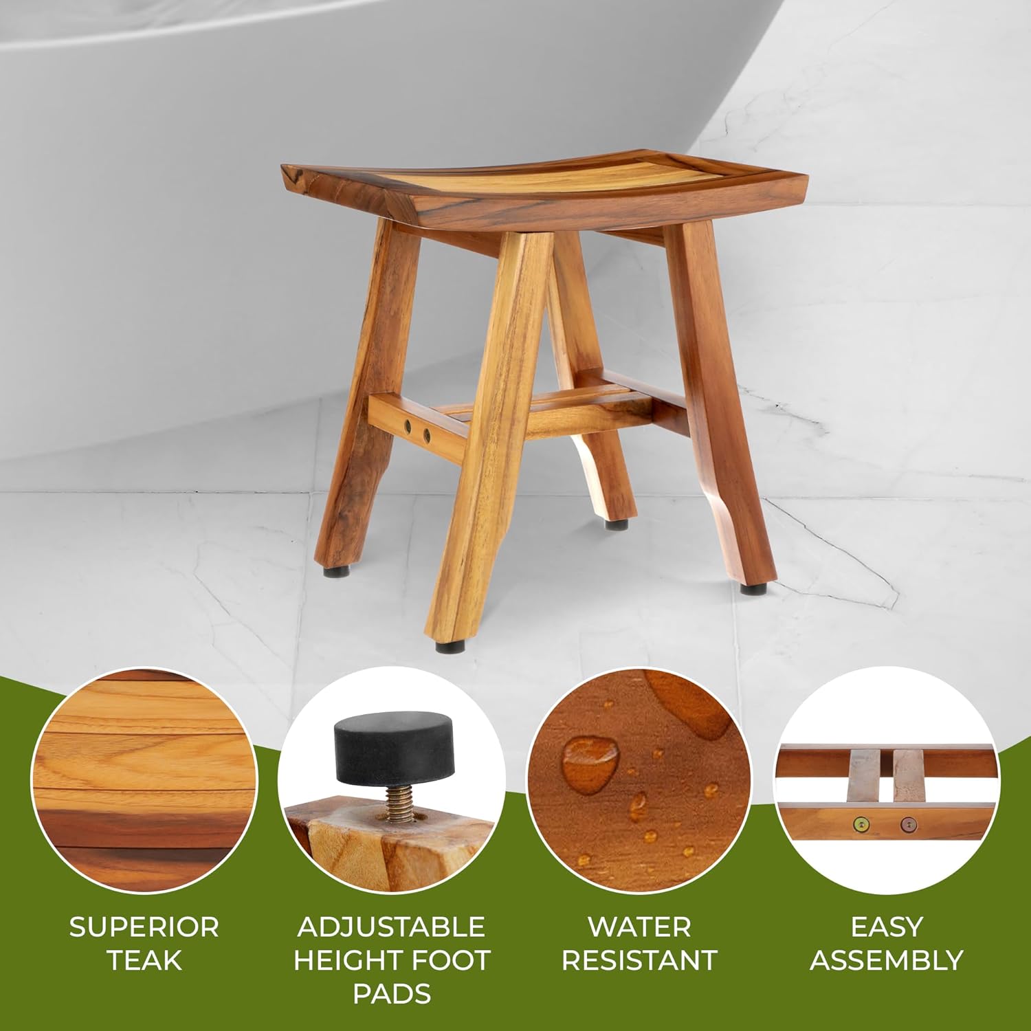 EcoDecors Teak Shower Shaving Foot Rest with Sealer