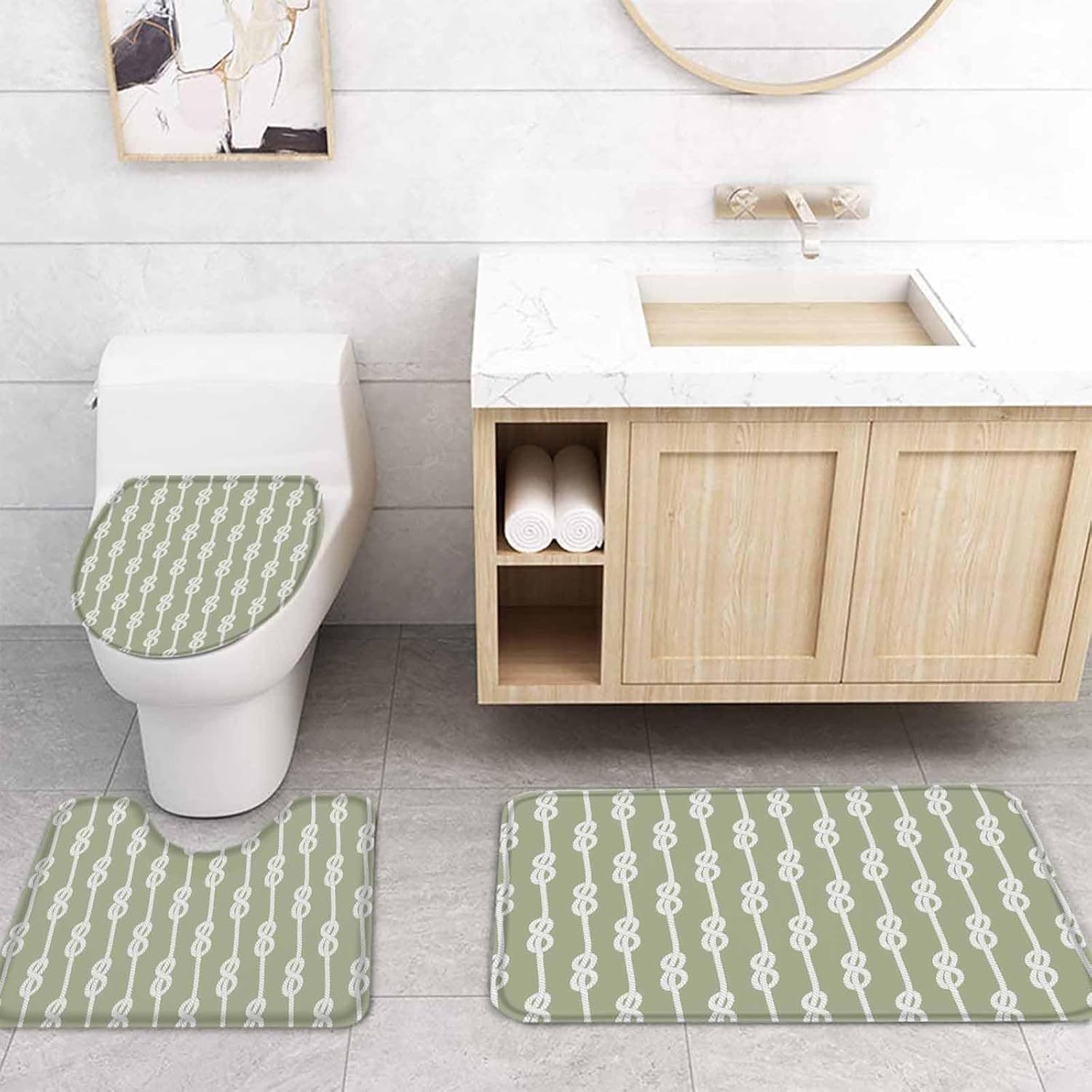ZOE GARDEN Sage Green Knot Bathroom Set 1