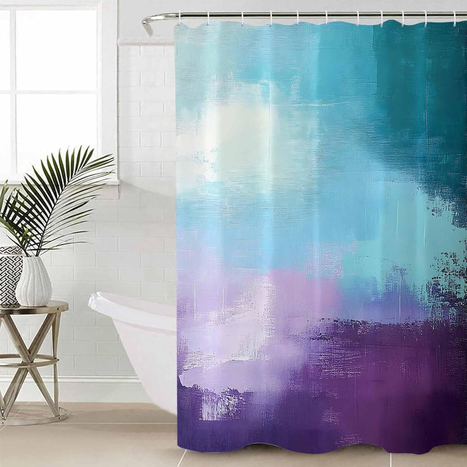 Purple Turquoise Bathroom Set with Shower Curtain Rug Accessories