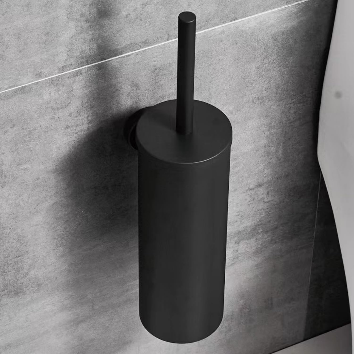 Matt Black Toilet Brush with Metal Holder Set