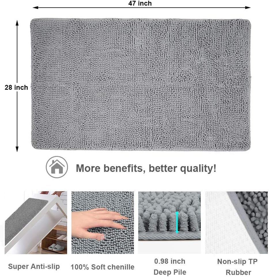 Secura Bathroom Rug 47 x 28 Inches Non-Slip Absorbent
