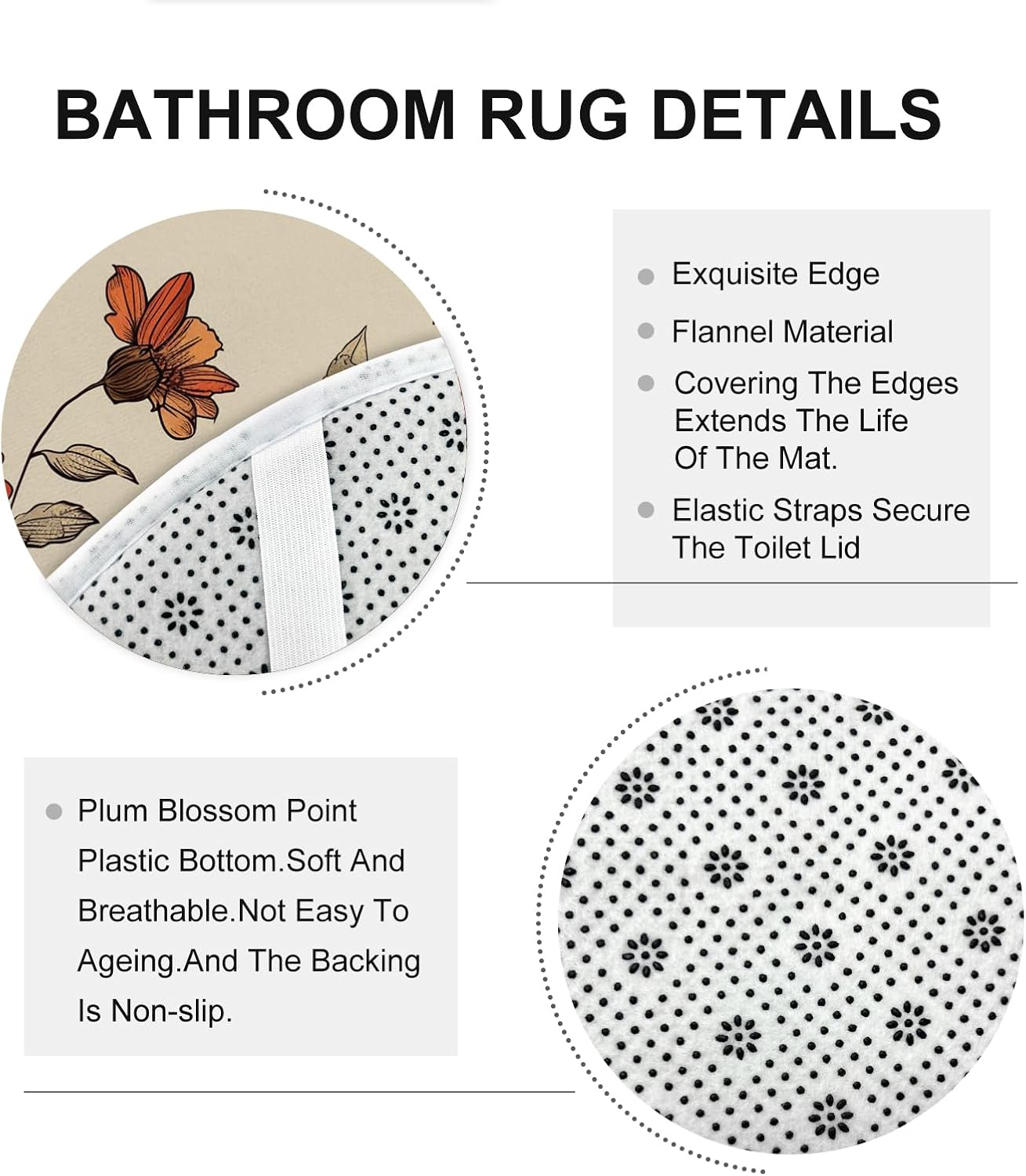 4PCS Fall Cream Pumpkin Bath Set with Non-Slip Rug and U Shape
