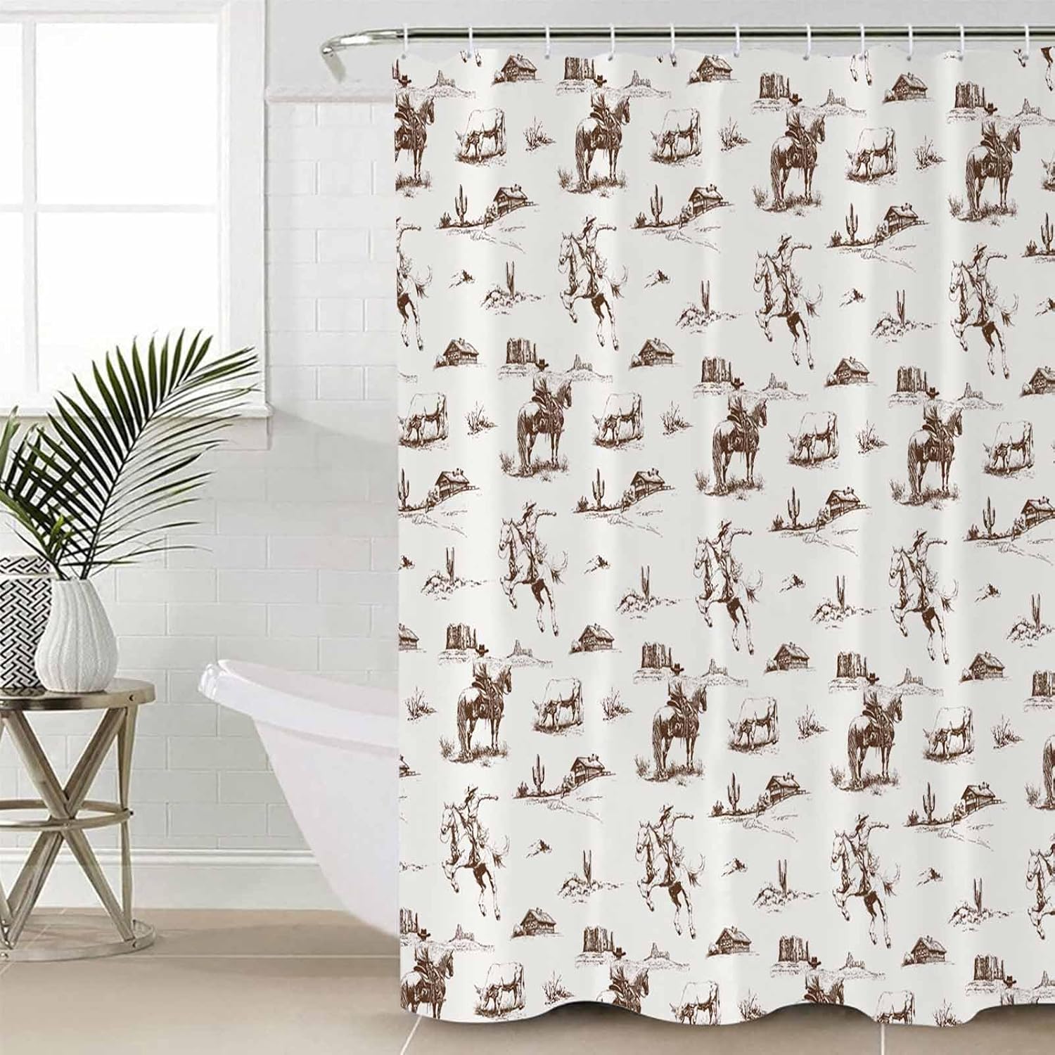 Western Cowboy Bathroom Set with Shower Curtain and Rug