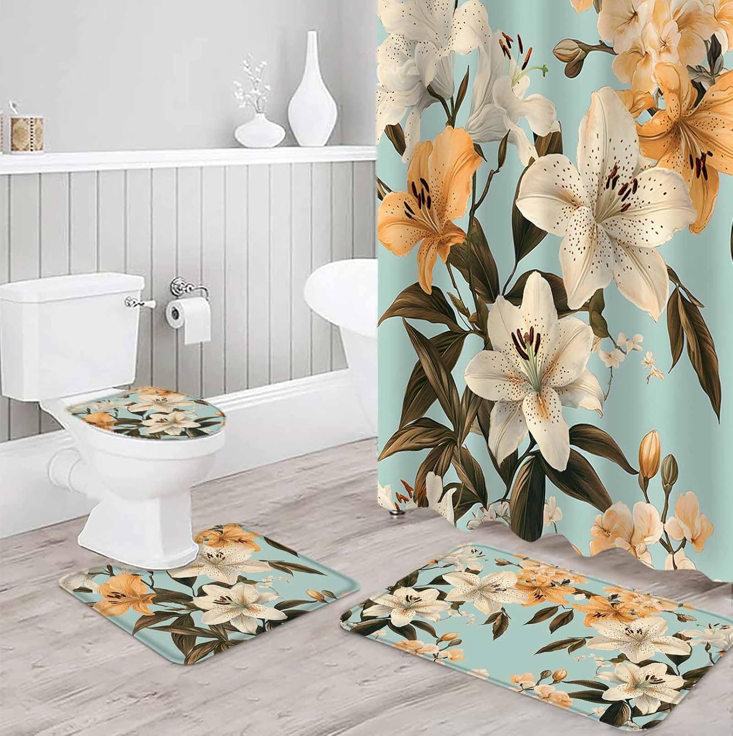 ZOE GARDEN Watercolor Lily Bathroom Set