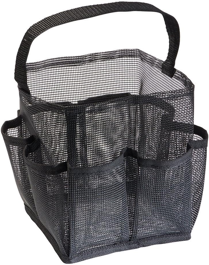 InterDesign Una Shower Caddy Mesh Tote for Shampoo Soap Conditioner Black