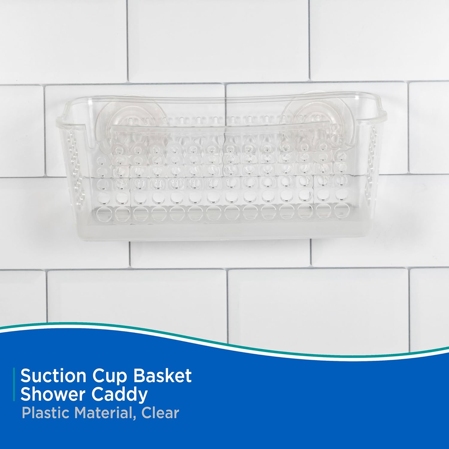 Kenney Suction Cup Clear Shower Basket Caddy