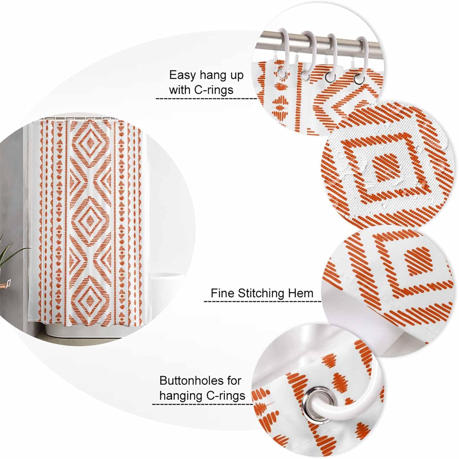 ZOE GARDEN Geometric Orange Bathroom Set